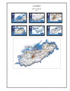 COLOR PRINTED GB ALDERNEY 1983-2020 STAMP ALBUM PAGES (89 illustrated pages)
