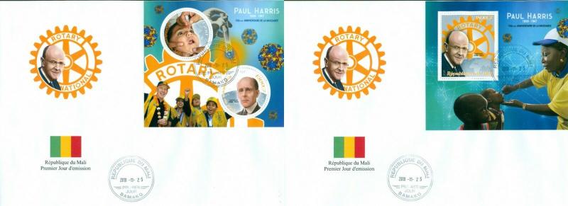 PAUL HARRIS ANNIVERSARY ROTARY INTERNATIONAL CLUB MALI 2018 FDC COVERS SET