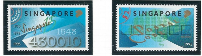 Singapore 727-28 MNH 1995 Six Digit Postal Code (ap6892)