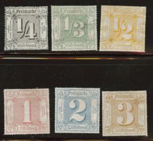 Thurn and Taxis Scott 27-32 MH* rouletted w colored lines