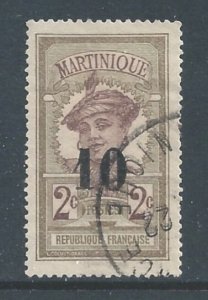 Martinique #106 Used 10c on 2c Martinique Woman