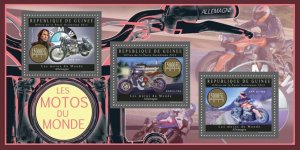 GUINEA - 2012 - German Motorcycles - Perf 3v Sheet - Mint Never Hinged