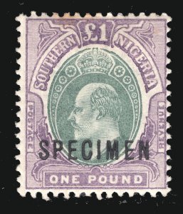 MOMEN: SOUTHERN NIGERIA SG #20s SPECIMEN 1903 MINT OG H £207 LOT #67122*