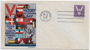 WW2 Patriotic Cover: Victory in Europe 8 May 45 Washington DC, Cachet (53937)