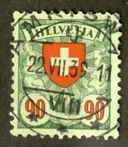 SWITZERLAND 200a USED SCV $4.75 BIN $2.00 COATS OF ARMS