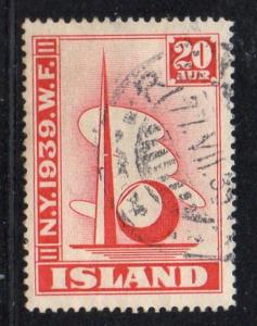 Iceland Sc 213 1939 20 aur Trylon NY Worlds Fair stamp used