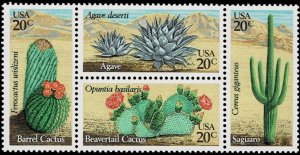 1981 United States Se-Tenant Block of 4 Desert Plants MNH SC Number 1945a