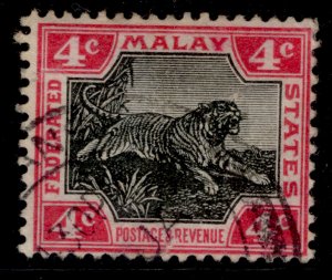 MALAYSIA - Federated Malay EDVII SG36f, 4c jet-black & rose, FINE USED.