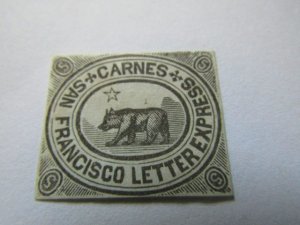 US Local Stamps, Scott # 35L6, CARNES' CITY LETTER EXPRESS. 5c Black, MH...