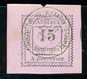 Guadeloupe 1884 French Colony 15¢ Black/Lilac SG #D10 VFU D954
