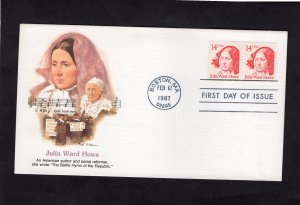 2176 Julia Ward Howe, pair FDC Fleetwood