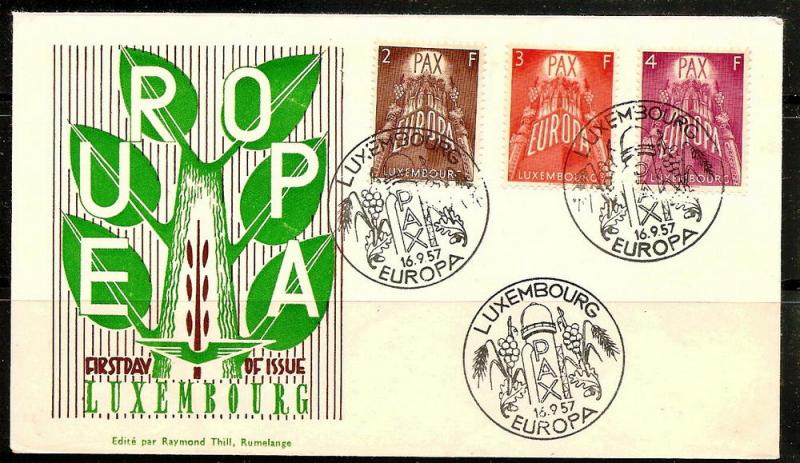 LUXEMBOURG  329-31 Used 1957 Europa First Day Cover