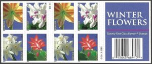 US 4865b - MNH Booklet Pane of 20 Forever stamps. Winter Flowers. FREE SHIPPING!