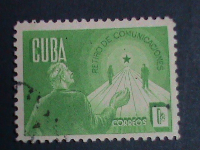 ​CUBA-1943 SC#381 RETIREMENT SECURITY- CUBA USED VERY OLD STAMP-VERY FINE