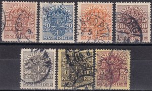 Sweden #O34-40 F-VF Used  CV $23.80 (Z6321)