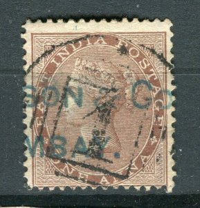 INDIA; 1860s early classic QV issue fine used 1a. value Circle POSTMARK '1'