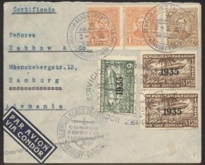 Paraguay 1935 Graf Zeppelin 3. SAF South America Flight Germany Cover Vig 106925