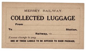 (I.B) Mersey Railway : Luggage Label (Collected)