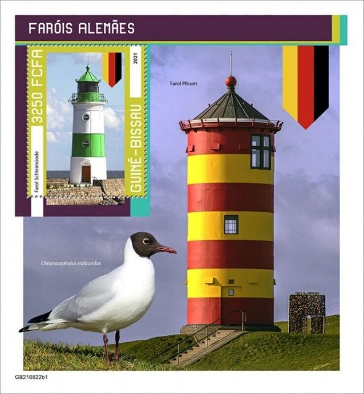 Guinea-Bissau - 2021 German Lighthouses - Stamp Souvenir Sheet - GB210822b1