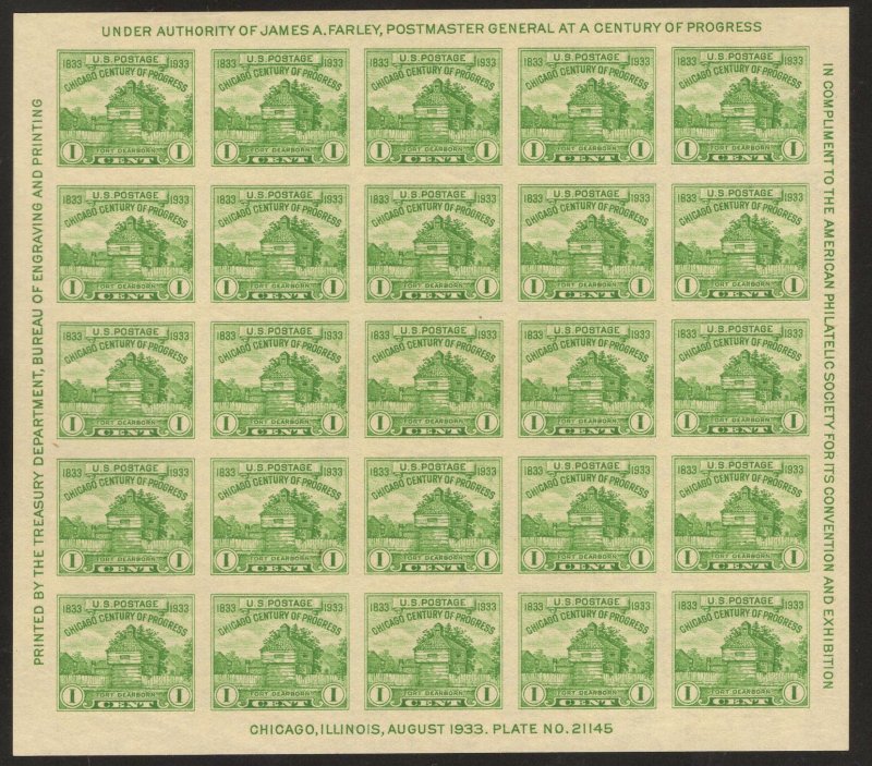 US Stamp #730 Souvenir Sheet MINT NH SCV $20