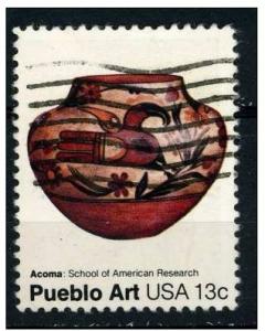 USA 1977 - Scott 1709 used -13c,  Pueblo Art, Acoma Pot 