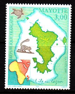 Mayotte MNH Scott #119 3fr Map of Mayotte