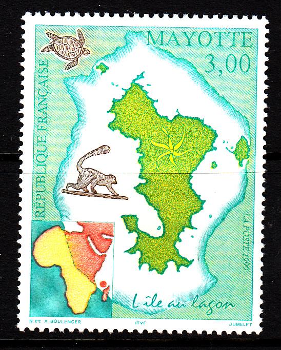 Mayotte MNH Scott #119 3fr Map of Mayotte