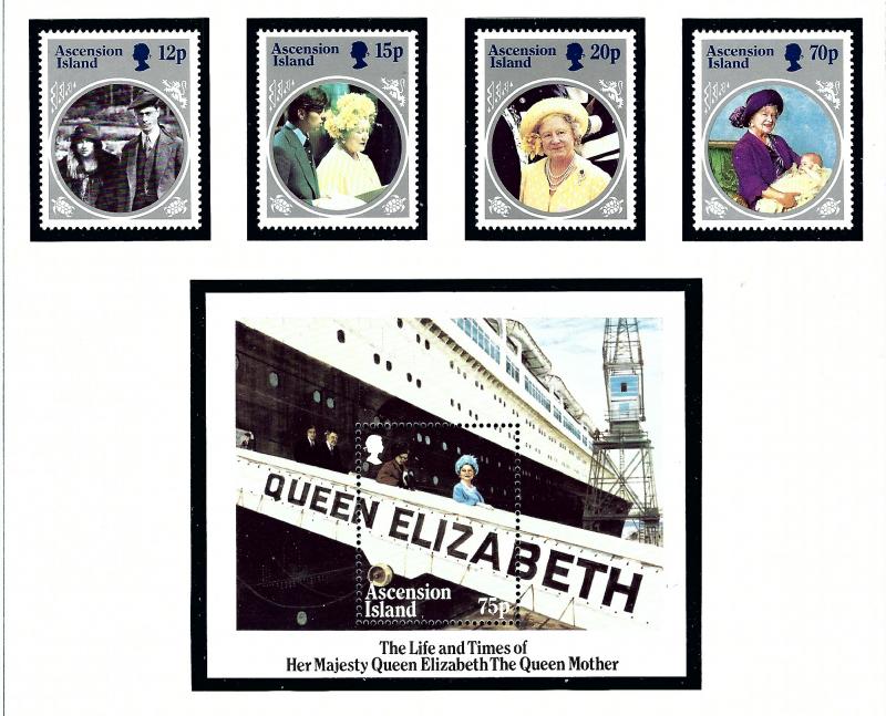 Ascension 372-76 MNH 1985 Queen Mother Birthday