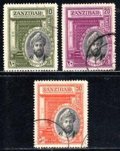 Zanzibar #214-5,217  VF, Used, CV $9.85  ....   7130103