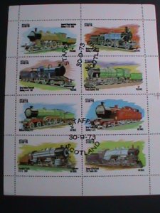 STAFFA-SCOTLAND-1973 WORLD CLASSIC TRAINS CTO SHEET VF WE SHIP TO WORLD WIDE