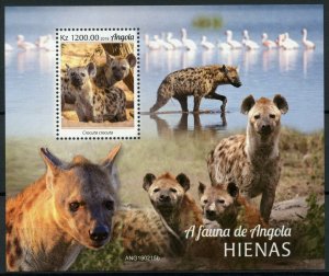 Angola Wild Animals Stamps 2019 MNH Hyenas Spotted Hyena Fauna 1v M/S