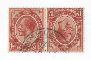 South Africa Sc #4a  1 1/2p tete-beche pair used VF