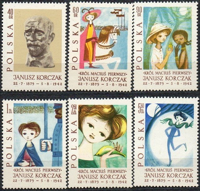 Poland 1962 MNH Stamps Scott 1098-1103 Janusz Korczak Children Books Treblinka