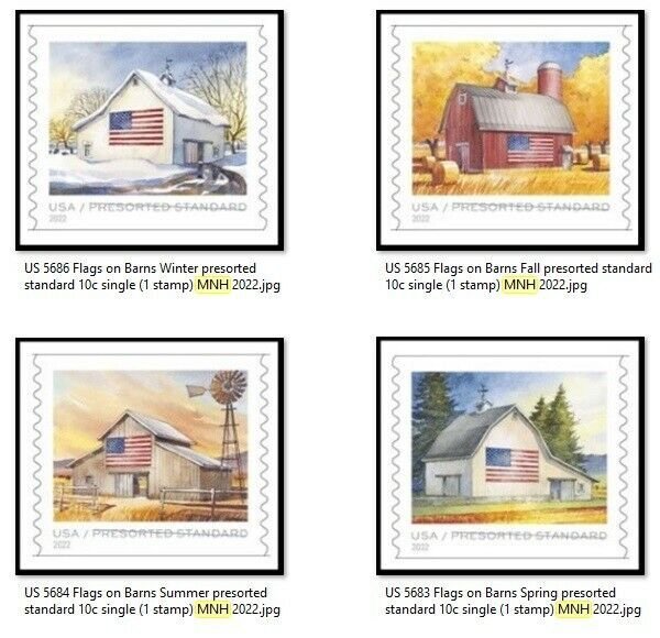 us-5683-5686-flags-on-barns-presorted-standard-10c-coil-set-4-stamps