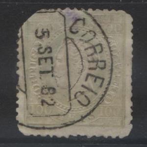 PORTUGAL-Scott 45e-King Luiz- Definitives-1870-Used-Pale Lilac Single 100r Stamp