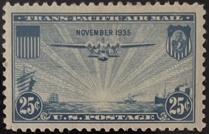 Scott #C20 1935 25¢ China Clipper unused hinged VF/XF