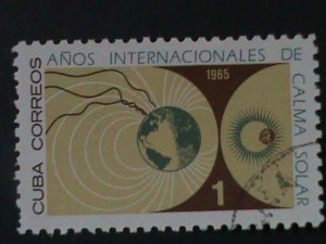 ​CUBA-1965-SC# 958 INTEL.QUIET SUN YEAR-USED-VERY FINE-59 YEARS OLD STAMP