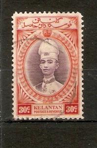 MALAYA - KELANTAN 1937 30c  SG 49 FINE USED