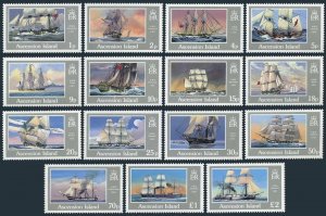 Ascension 401-415,MNH. Michel 410-424. Ships, 1986. Ganymede, Kangaroo, Monarch,