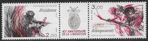 FRANCE 1984 LIBERATION Anniversary Set Sc 1929-1930 As Sc 1930a w Label MNH