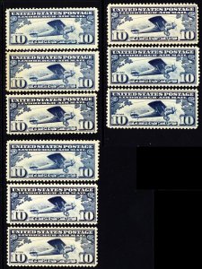 C10, MNH F-VF WHOLESALE Lot Of 9 Stamps CV $112.50 - Stuart Katz