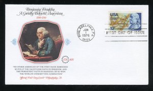 US 1690 Benjamin Franklin - Bicentennial UA Fleetwood cachet FDC