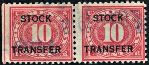 RD5 10¢ Revenue: Stock Transfer Pair (1918) Used
