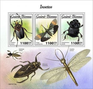 Guinea-Bissau - 2021 Insects, Scarab Beetle - 3 Stamp Sheet - GB210716a