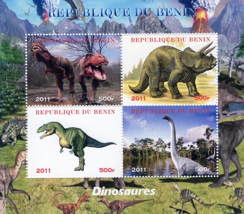 Benin 2011 Dinosaurs Shlt (4) Perforated MNH VF