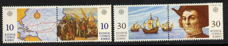 Cyprus 799a,801a MNH Christopher Columbus, Ships, Map