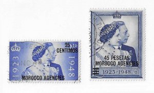 GB Offices in Morocco Sc #93-94 Silver Wedding set of 2 used VF