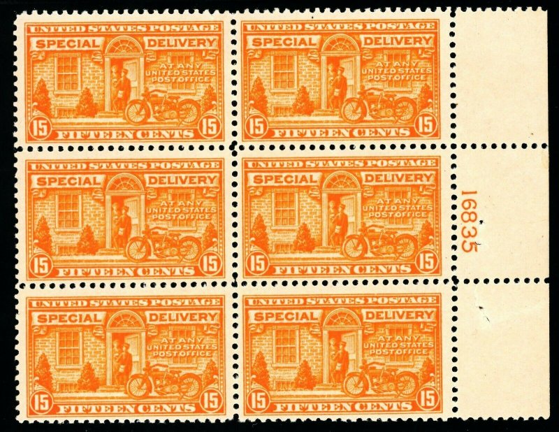 USAstamps Unused VF US Special Delivery Plate Block Scott E13 OG MVLH, MNH