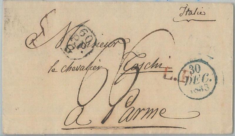 72455 - GREAT BRITAIN - POSTAL HISTORY Prephilatelic cover to ITALY 1833