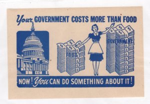 USA Label - Your Government Costs More than Food Now You Can Do Something -MNH